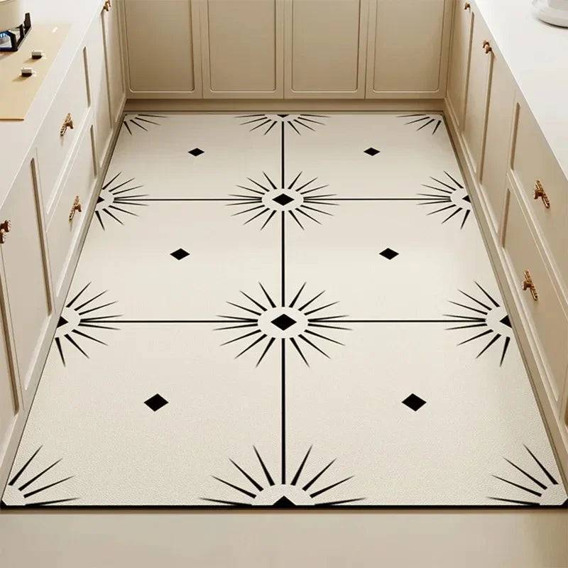1 Modern style Plaid printed PVC Kitchen Floor Mat │ Waterproof Oil-proof Leather Foot Mats Rug for Home Decor - Besontique Home
