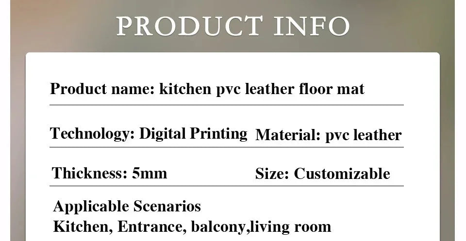 1 Modern style Plaid printed PVC Kitchen Floor Mat │ Waterproof Oil-proof Leather Foot Mats Rug for Home Decor - Besontique Home