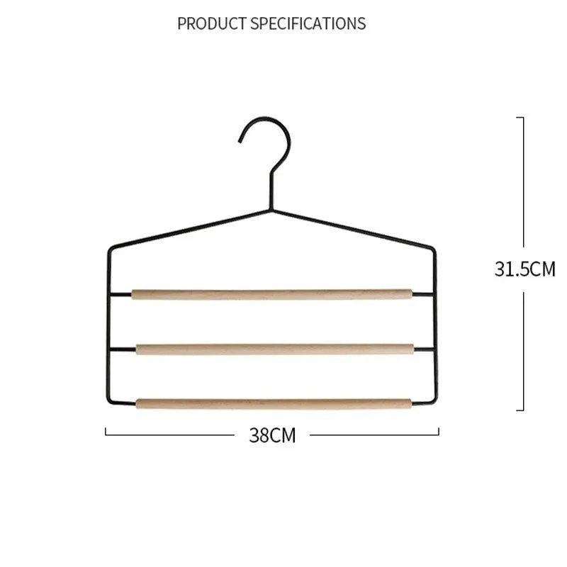 1 pcs of 3 Tiers Multi-Layer Wooden Pants Trouser Hanger │ Wardrobe Closet Clothes Iron Hanging Rack - Besontique Home