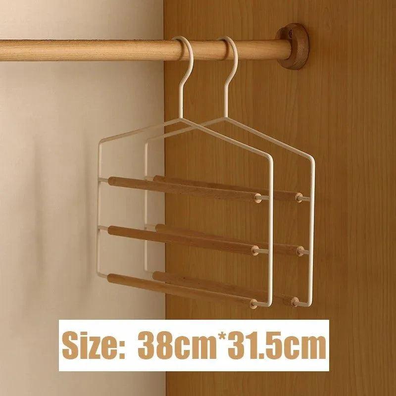 1 pcs of 3 Tiers Multi-Layer Wooden Pants Trouser Hanger │ Wardrobe Closet Clothes Iron Hanging Rack - Besontique Home