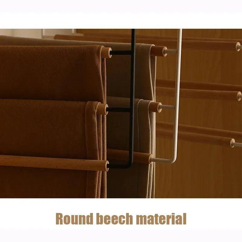 1 pcs of 3 Tiers Multi-Layer Wooden Pants Trouser Hanger │ Wardrobe Closet Clothes Iron Hanging Rack - Besontique Home