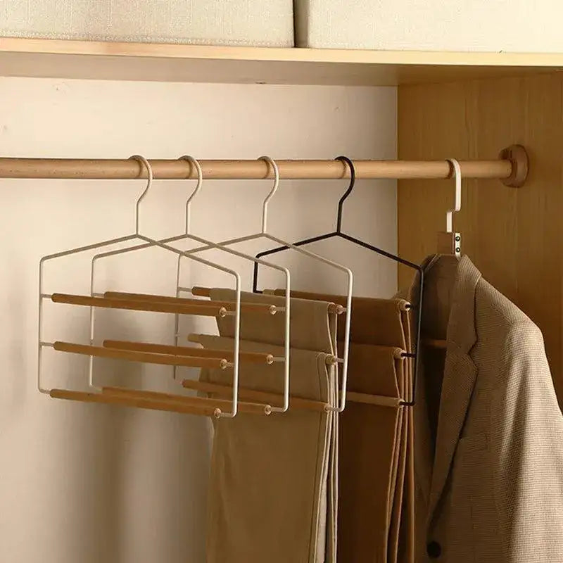 1-pcs-of-3-tiers-multi-layer-wooden-pants-trouser-hanger-wardrobe-closet-clothes-iron-hanging-rack-besontique-home-49819 - Besontique Home