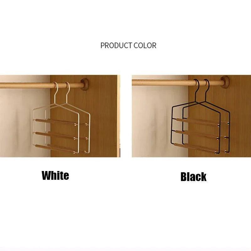 1 pcs of 3 Tiers Multi-Layer Wooden Pants Trouser Hanger │ Wardrobe Closet Clothes Iron Hanging Rack - Besontique Home
