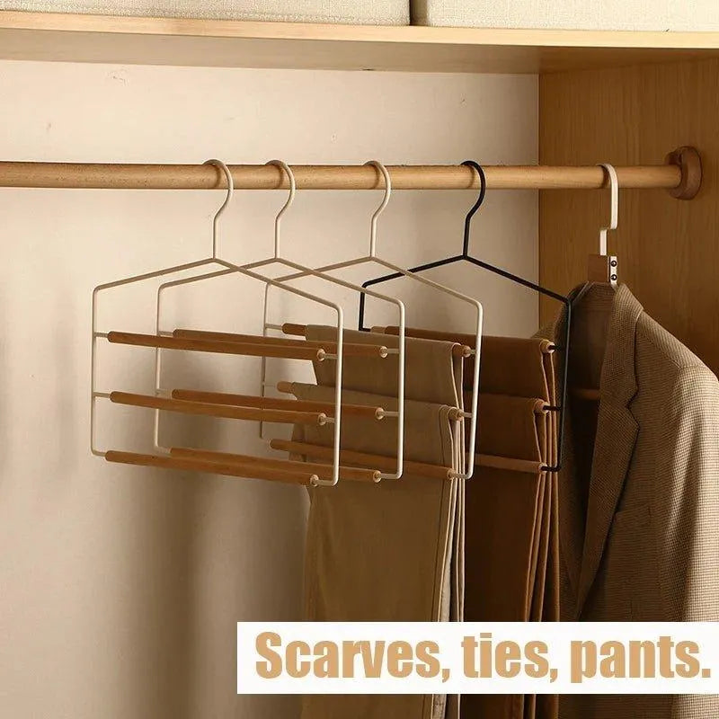 1 pcs of 3 Tiers Multi-Layer Wooden Pants Trouser Hanger │ Wardrobe Closet Clothes Iron Hanging Rack - Besontique Home