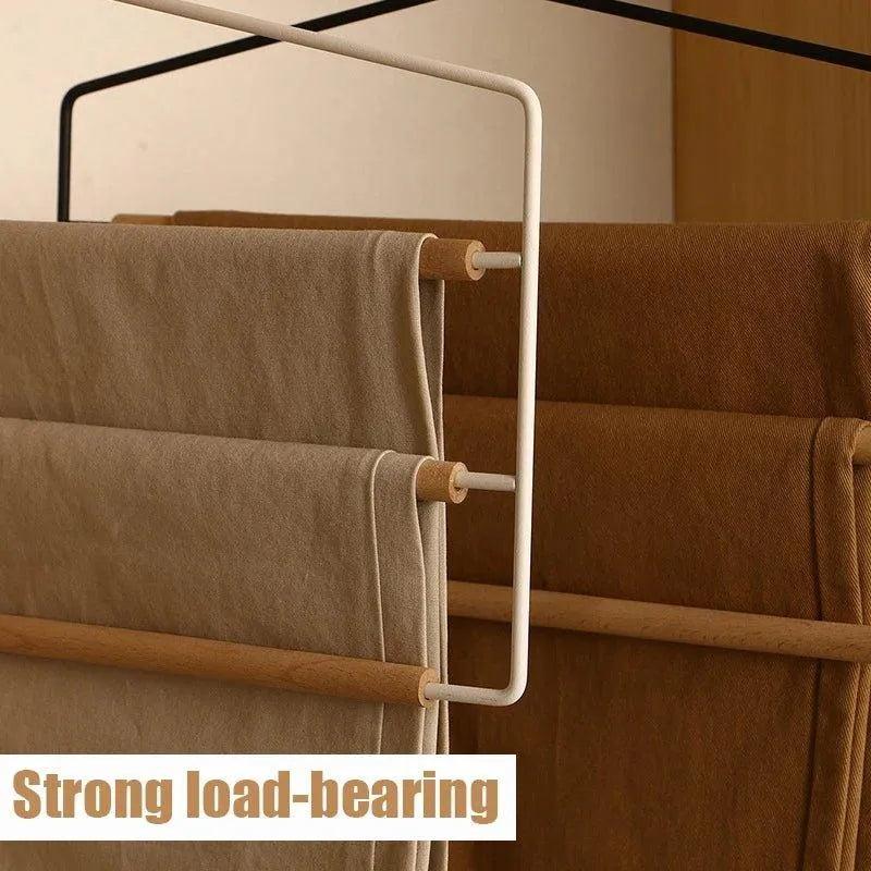 1 pcs of 3 Tiers Multi-Layer Wooden Pants Trouser Hanger │ Wardrobe Closet Clothes Iron Hanging Rack - Besontique Home