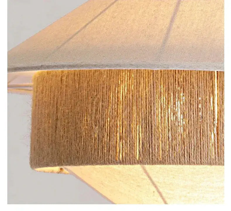 Japandi White Cloth Rattan Hemp Rope Pendant Ceiling Lamp Light - Besontique Home