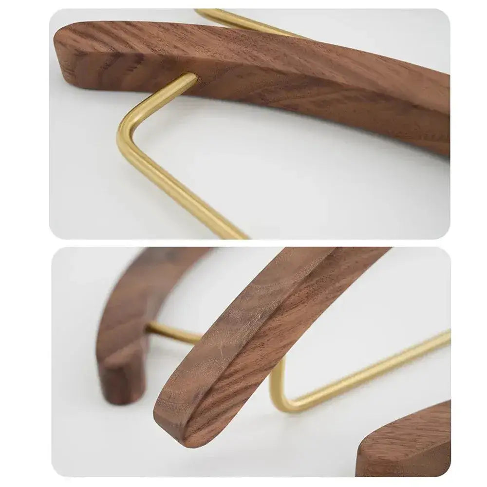 Natural Wood Clothes Hanger with metal Rack │ Modern Wooden Wardrobe Clothing Organizer - Besontique Home