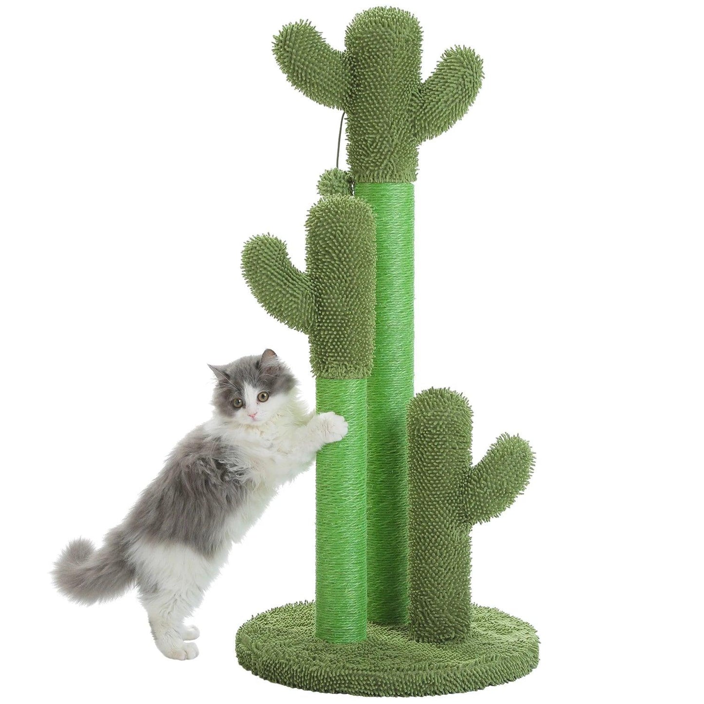 Kaktus-Katzenkratzbaum mit interaktivem baumelnden Ball | Haustierfreundliches Katzenkratzmöbel
