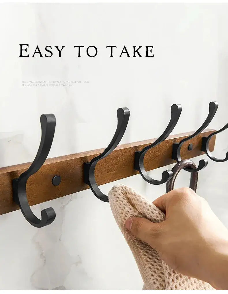 Modern Rustic Wooden Coat Rack Wall Mount with Hooks (Black/White) Besontique Home Decor
