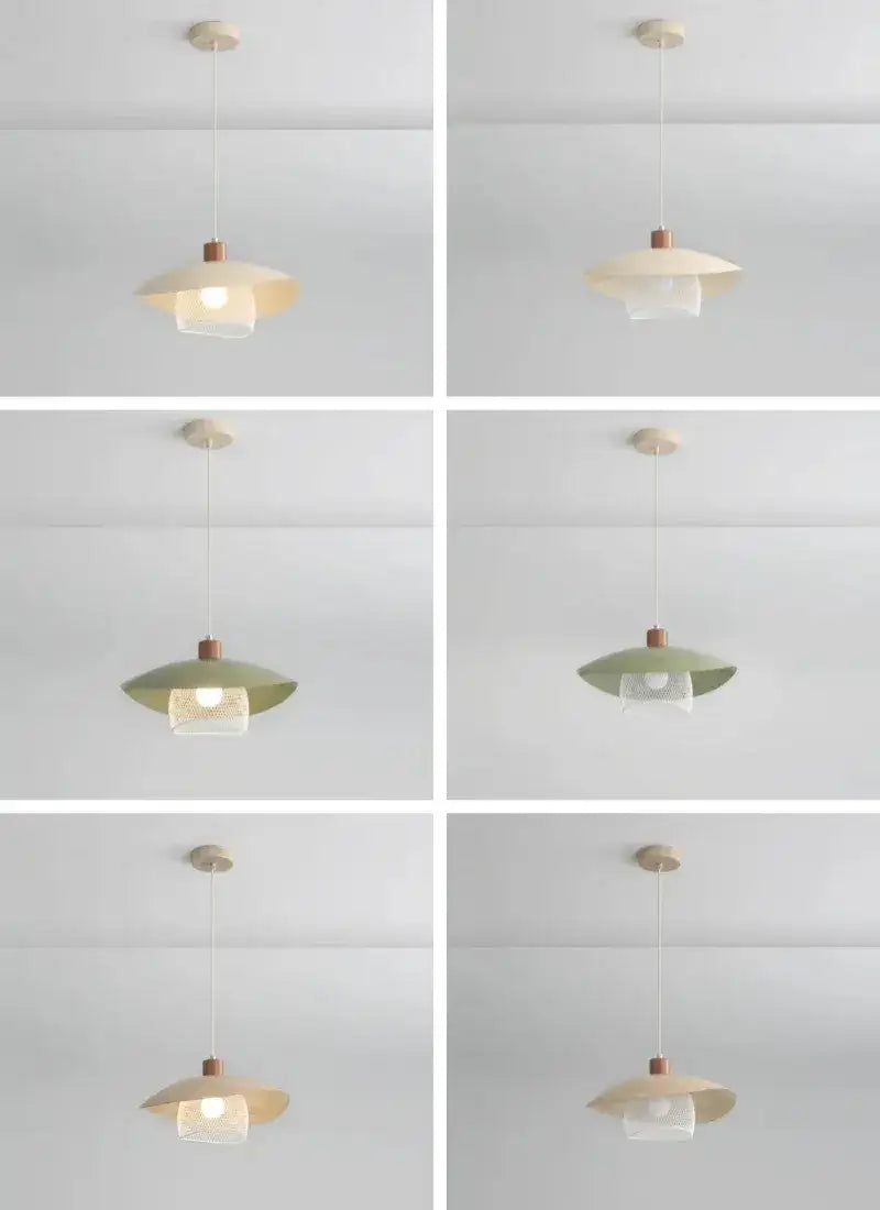 Minimal French Wood & Metal Pendant Lamp – Modern Ceiling Light Fixture - Besontique Home