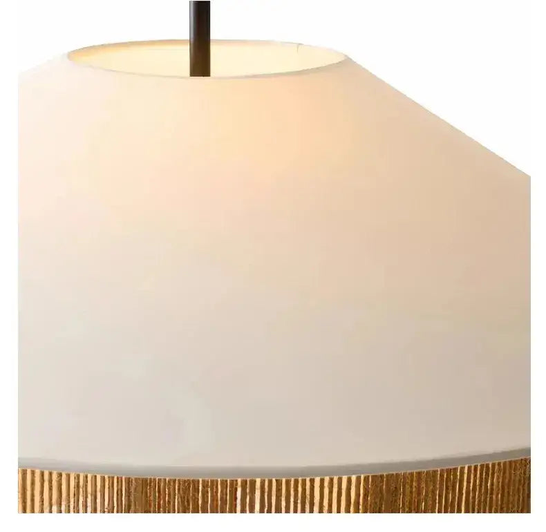 Japandi White Cloth Rattan Hemp Rope Pendant Ceiling Lamp Light - Besontique Home