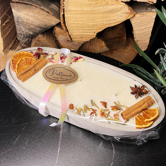 Handgemachte Betonduftkerze "Grey-Ship" Bio Sojawachs mit Vanilla Toffee Duft. Beton Deko Interior Design - Besontique Home