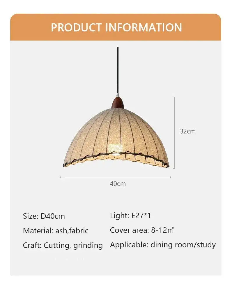 Nordic Retro Linen Ceiling Light │ Japandi Minimal Bedroom Hanging Lamp - Besontique Home