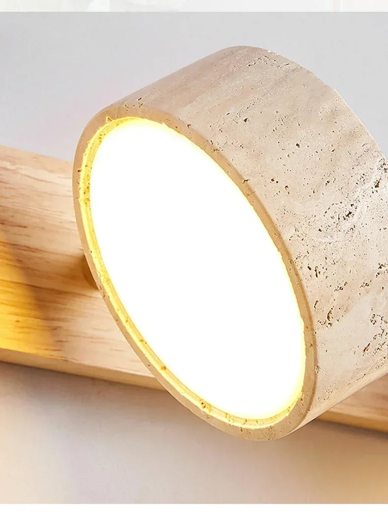 Japandi Natural Stone Mirror Front Wall Lighting │ Modern Style Round LED Wall Light for Bathroom