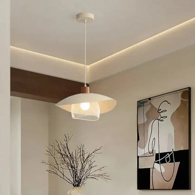 Minimal French Wood & Metal Pendant Lamp – Modern Ceiling Light Fixture - Besontique Home
