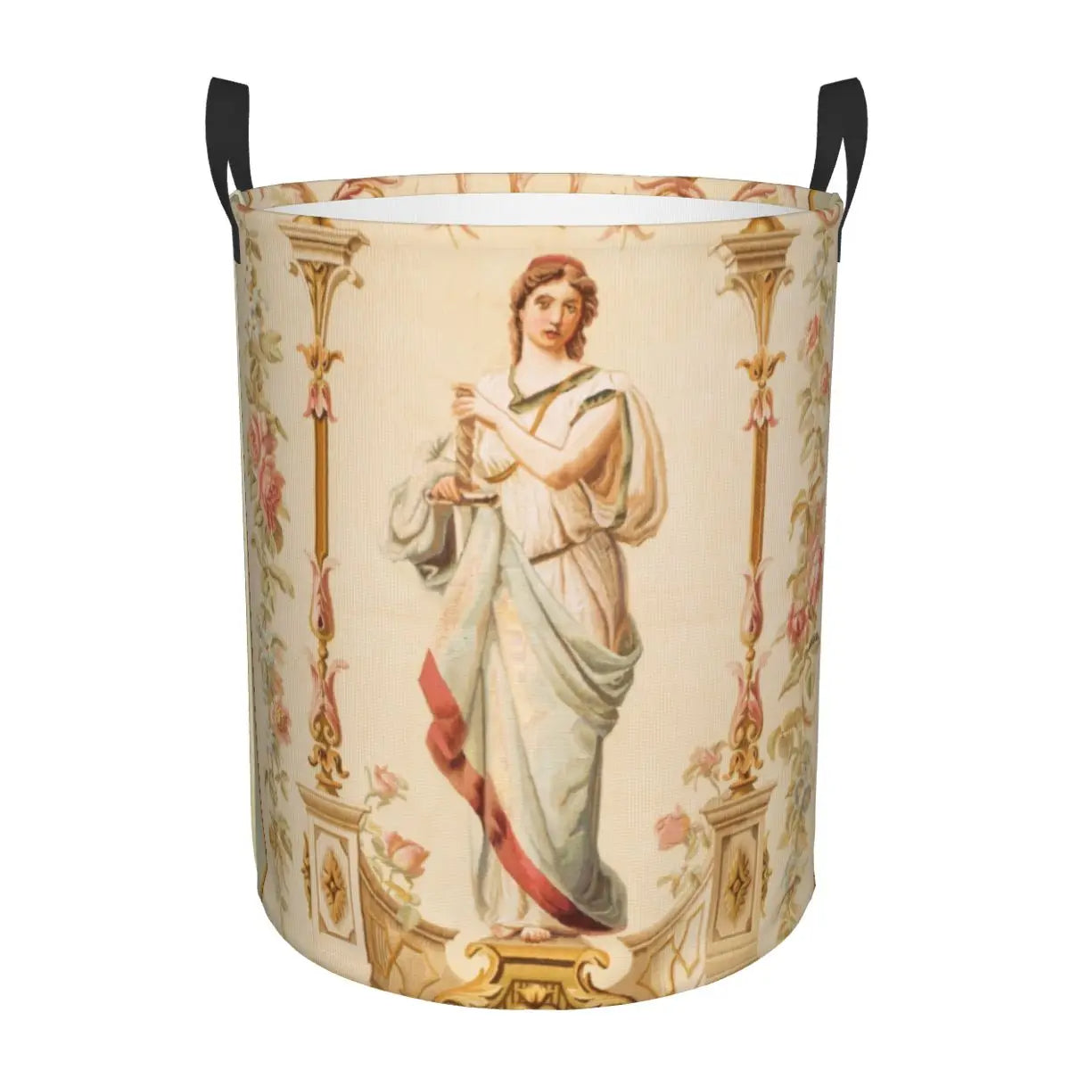 Aubusson Tapestry Printed Laundry Basket │ Foldable French Motif Decorative Hamper Organizer