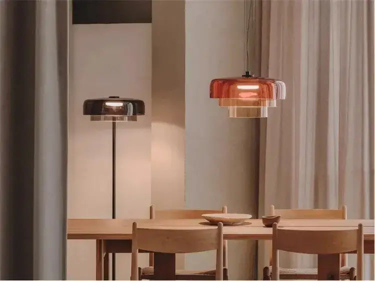 Simple Minimalist Color layered Glass Pendant Ceiling Lamp Light - Besontique Home