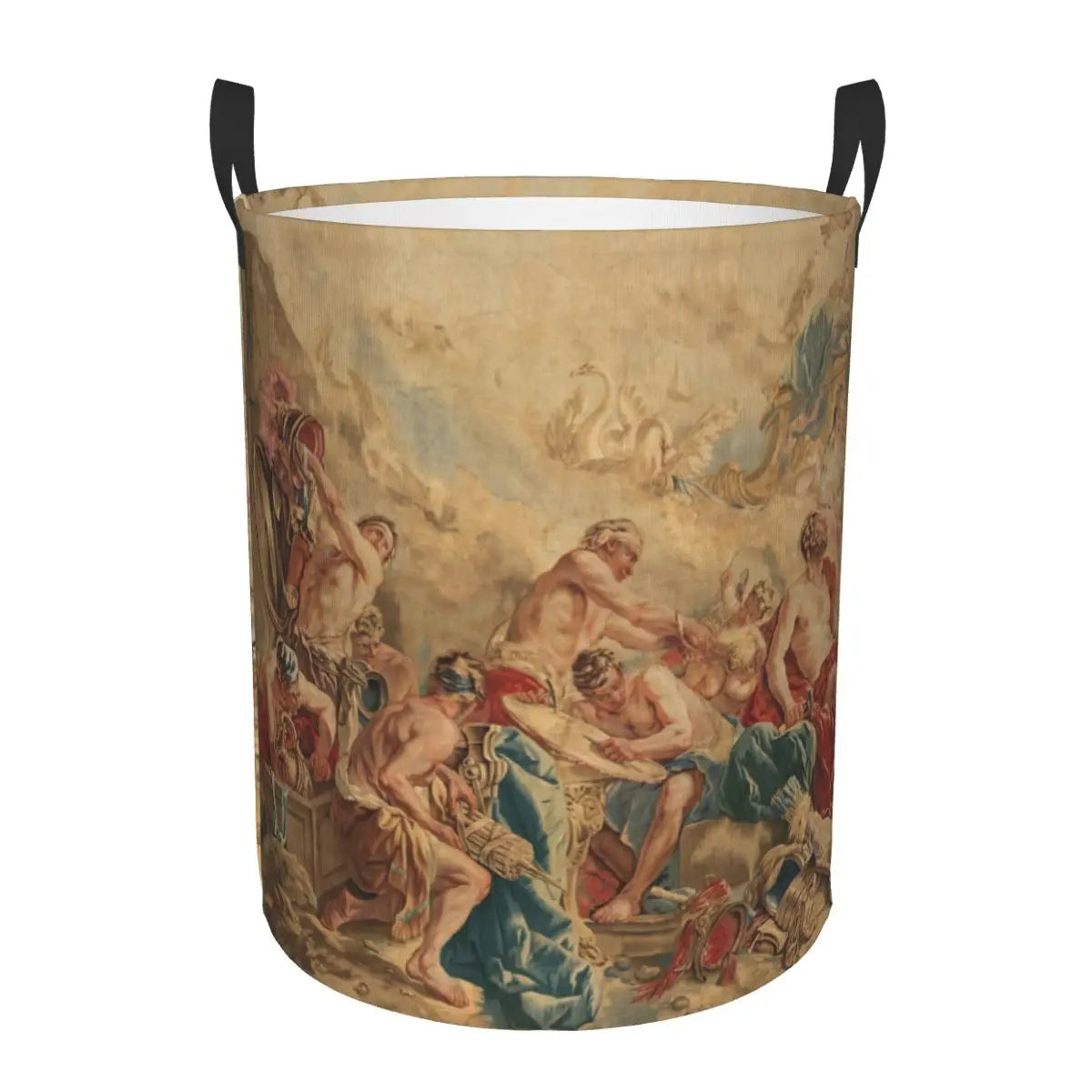 Aubusson Tapestry Printed Laundry Basket │ Foldable French Motif Decorative Hamper Organizer