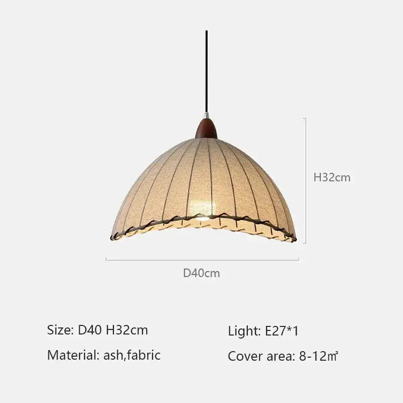 Nordic Retro Linen Ceiling Light │ Japandi Minimal Bedroom Hanging Lamp - Besontique Home