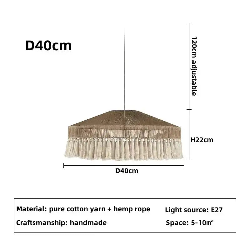 Measurement chart of a pendant light with dimensions and material Besontique Home