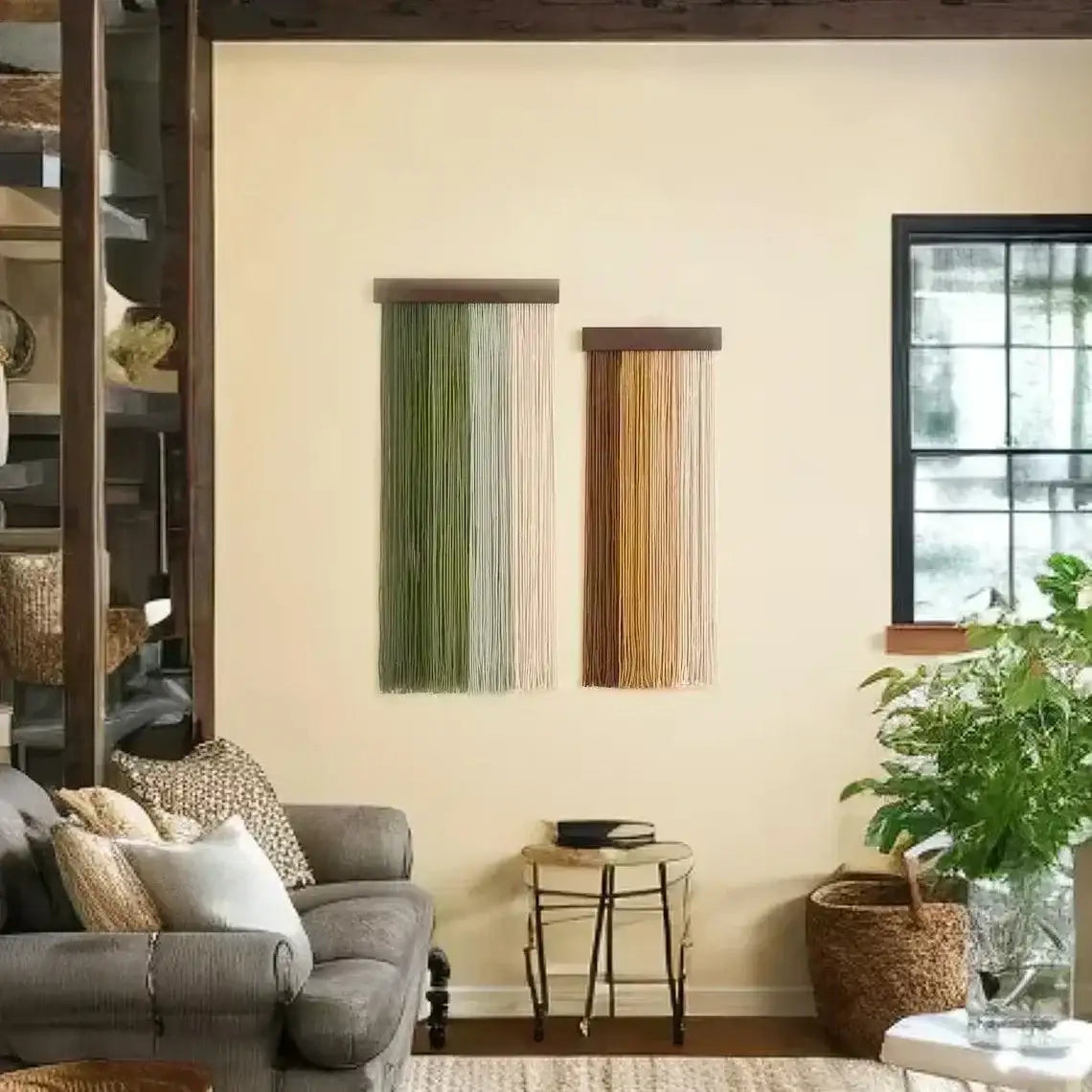 2 Pcs Macrame Wall Hanging Tapestry Ornament │ Textile Wall Art for Boho Home Shelf Decor - Besontique Home