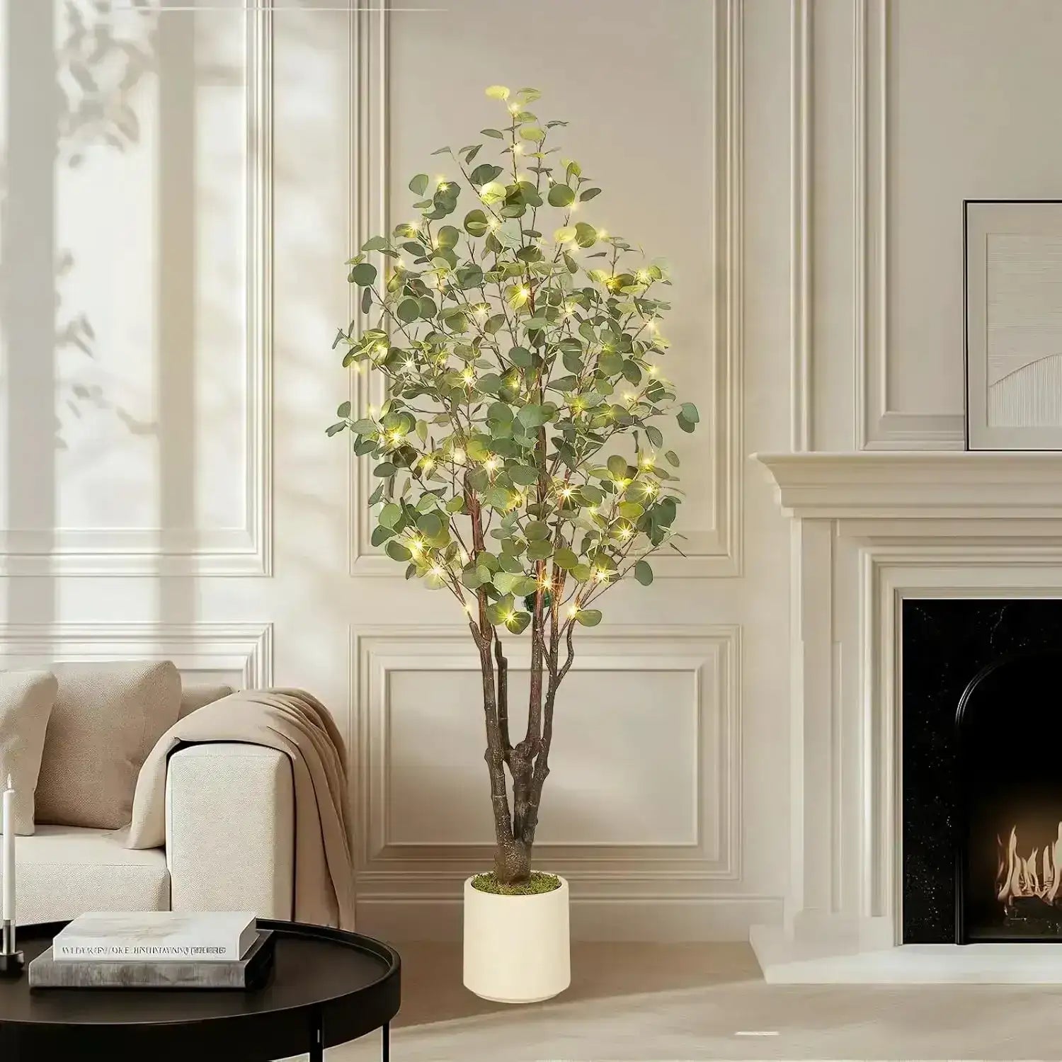 faux eucalyptus potted plant Artificial Eucalyptus Tree – Decorative Plant with White Planter Pot –  Besontique Home