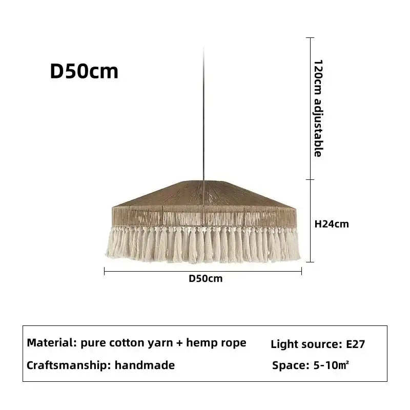 Measurement chart of a pendant light with dimensions and material Besontique Home