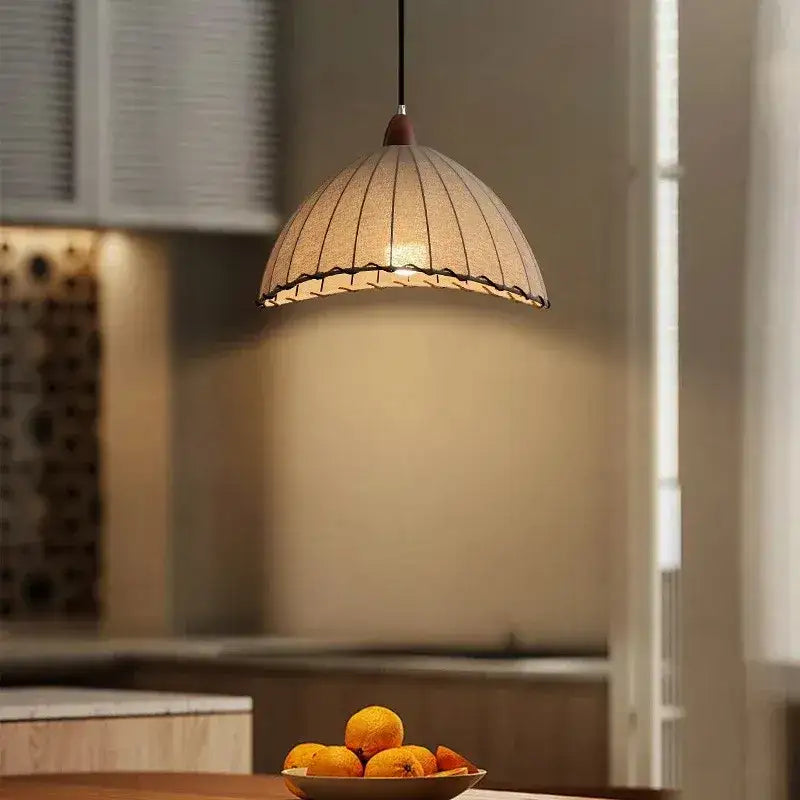 Nordic Retro Linen Ceiling Light │ Japandi Minimal Bedroom Hanging Lamp - Besontique Home