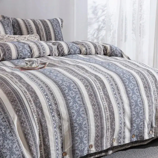 Bohemain style Double Layer Yarn Bedding Set │ Modern Boho Cotton Bed Duvet cover Pillow case - Besontique Home