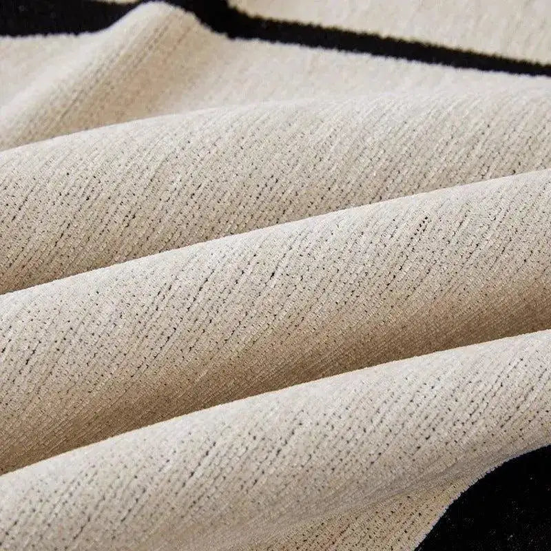 3-chenille-line-pattern-throw-blanket-with-tassel-simple-nordic-jacquard-reversible-double-sided-sofa-cover-besontique-home-88958 - Besontique Home
