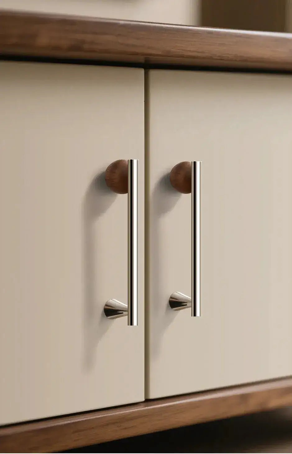 Nordic Art Wood Silver Brass Furniture Door Knob │ Home Deco Premium Kitchen Drawer Wardrobe Handles - Besontique Home