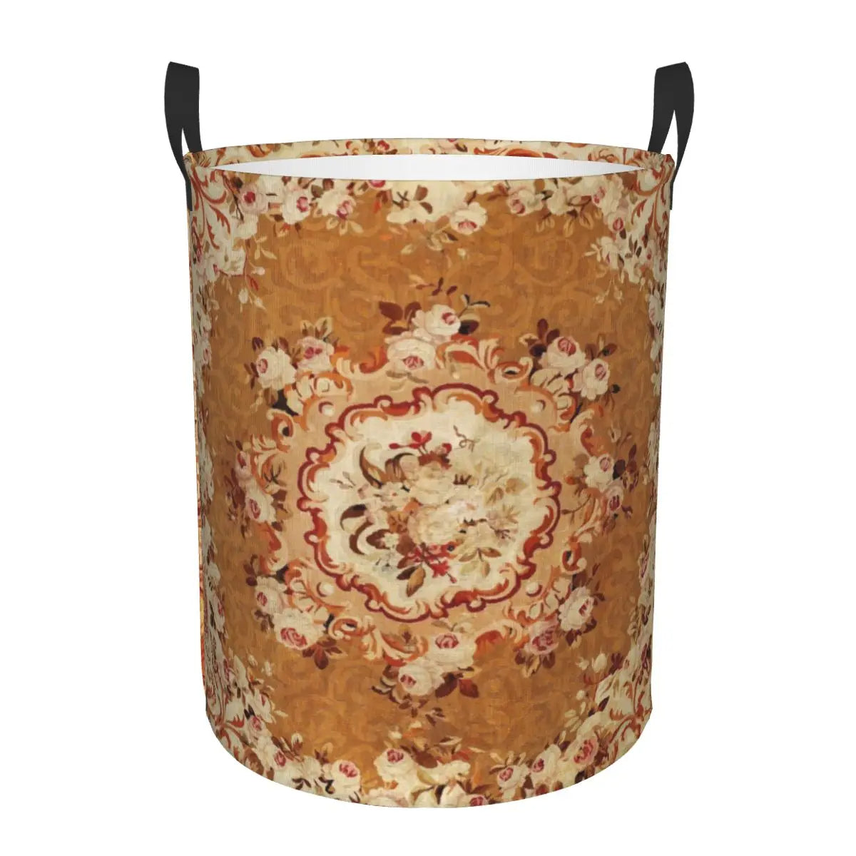 Aubusson Tapestry Printed Laundry Basket │ Foldable French Motif Decorative Hamper Organizer