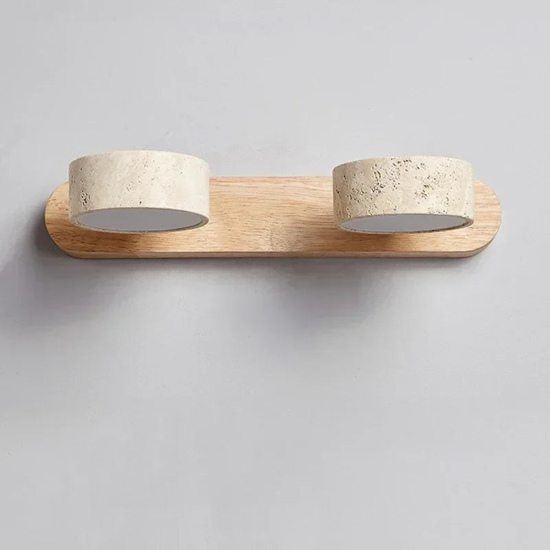 Japandi Natural Stone Mirror Front Wall Lighting │ Modern Style Round LED Wall Light for Bathroom