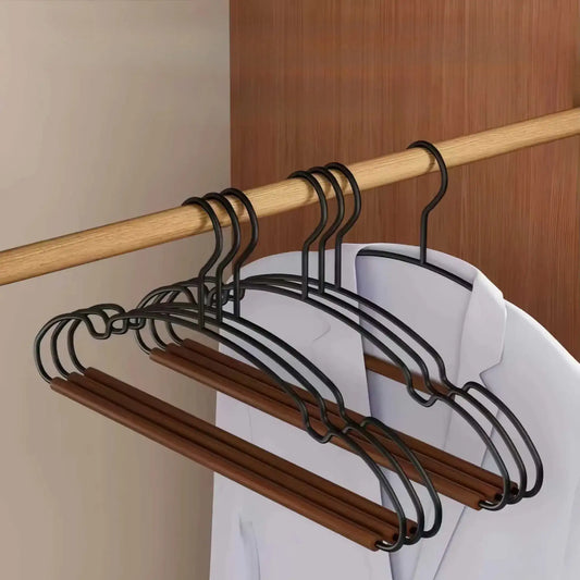 5pcs Modern Vintage Luxury Wooden Black Metal Clothes Hanger - Besontique Home