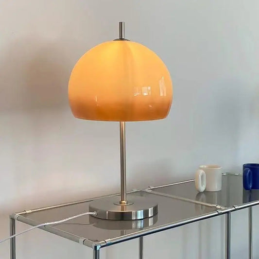 Modern Retro Gradient Orange Glass Table Lamp – Metal Coffee Table Desk Light - Besontique Home