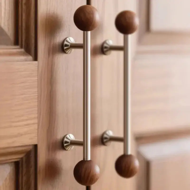 Nordic Art Wood Silver Brass Furniture Door Knob │ Home Deco Premium Kitchen Drawer Wardrobe Handles - Besontique Home
