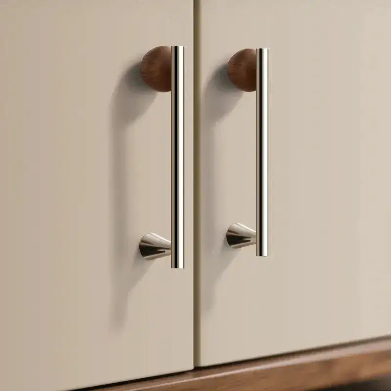 Nordic Art Wood Silver Brass Furniture Door Knob │ Home Deco Premium Kitchen Drawer Wardrobe Handles - Besontique Home