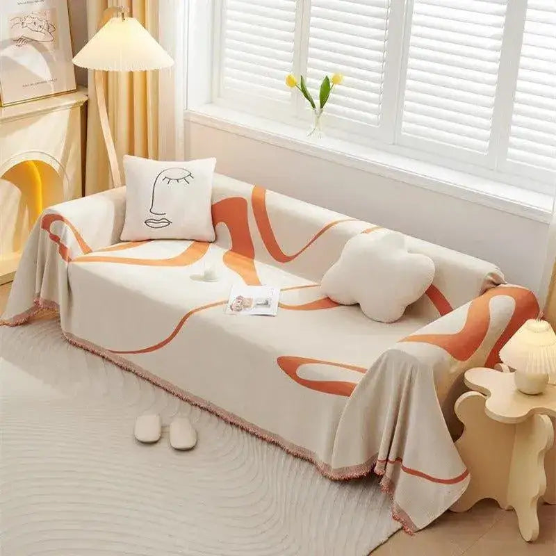 4-chenille-line-pattern-throw-blanket-with-tassel-simple-nordic-jacquard-reversible-double-sided-sofa-cover-besontique-home-17673 - Besontique Home