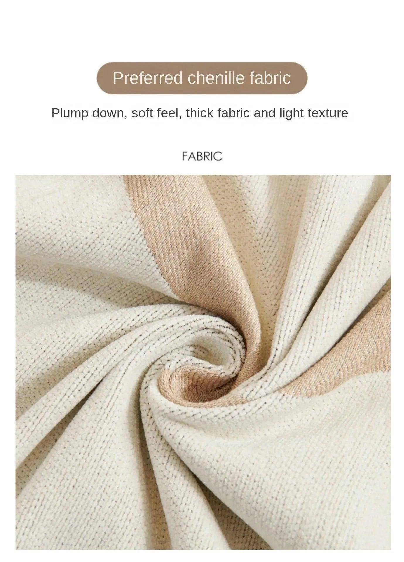 4 Chenille Line Pattern Throw Blanket with Tassel │ Simple Nordic Jacquard Reversible Double Sided Sofa Cover - Besontique Home
