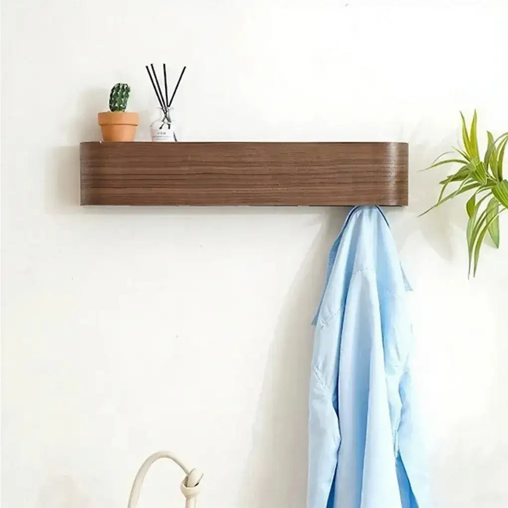 Modern Wooden Entrance Wall Mounted Clothing Rack Shelf with hidden hooks Besontique Home Decor