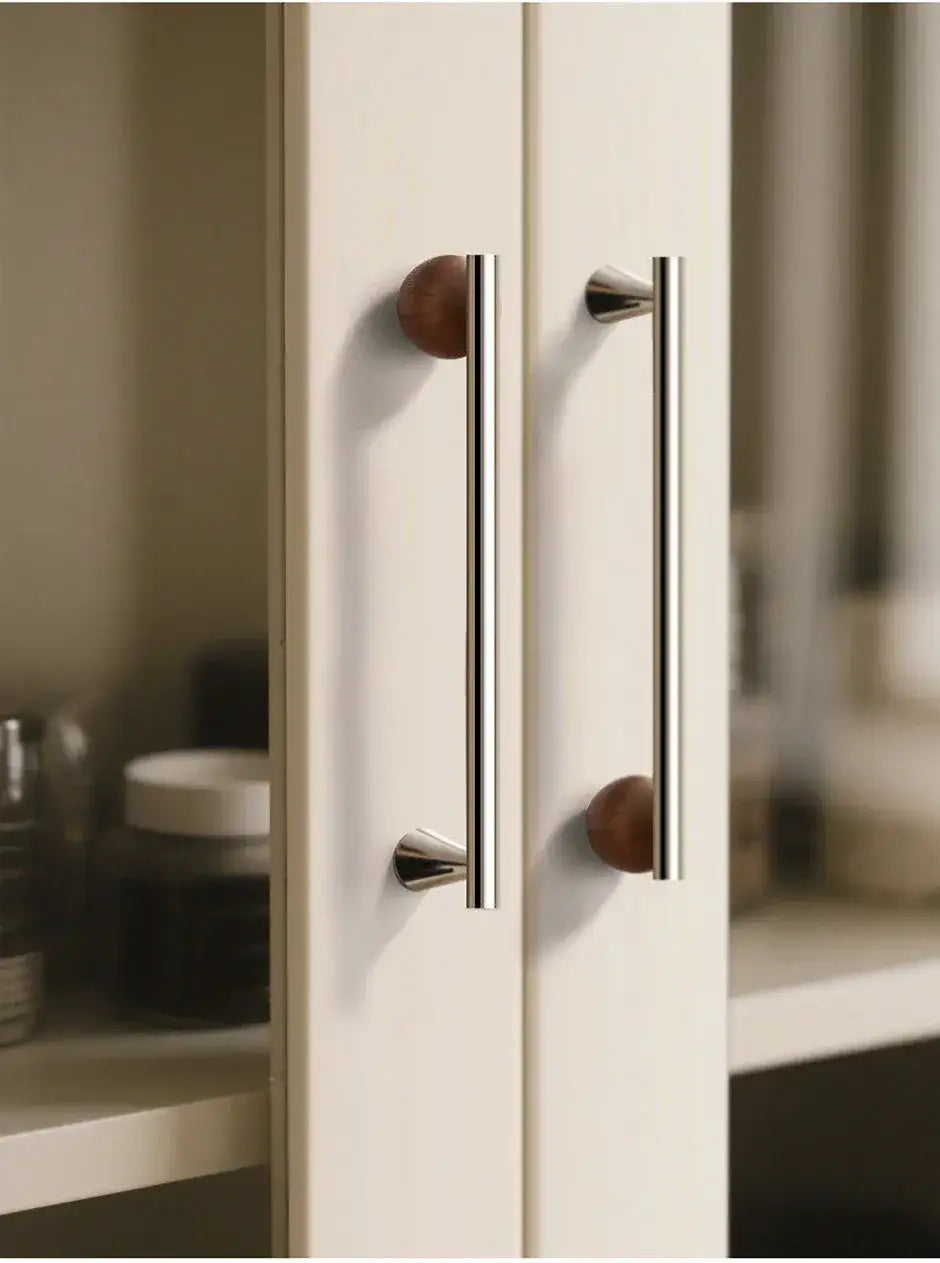 Nordic Art Wood Silver Brass Furniture Door Knob │ Home Deco Premium Kitchen Drawer Wardrobe Handles - Besontique Home