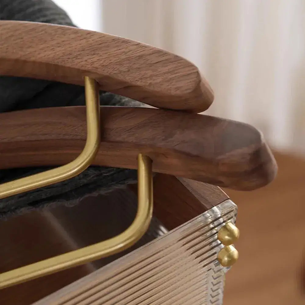 Natural Wood Clothes Hanger with metal Rack │ Modern Wooden Wardrobe Clothing Organizer - Besontique Home