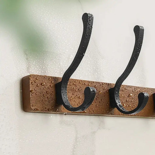 Modern Rustic Wooden Coat Rack Wall Mount with Hooks (Black/White) Besontique Home Decor
