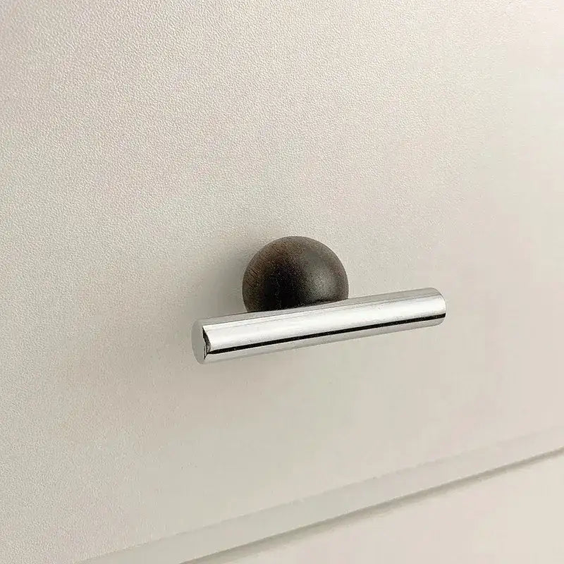 Nordic Art Wood Silver Brass Furniture Door Knob │ Home Deco Premium Kitchen Drawer Wardrobe Handles - Besontique Home