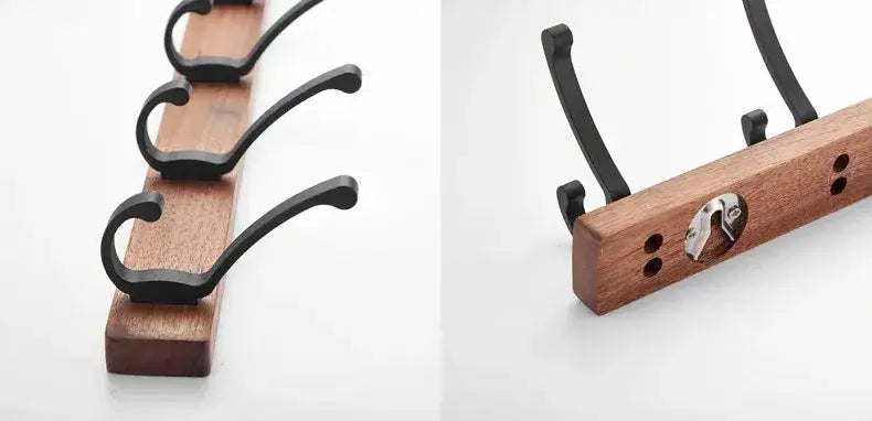 Modern Rustic Wooden Coat Rack Wall Mount with Hooks (Black/White) Besontique Home Decor
