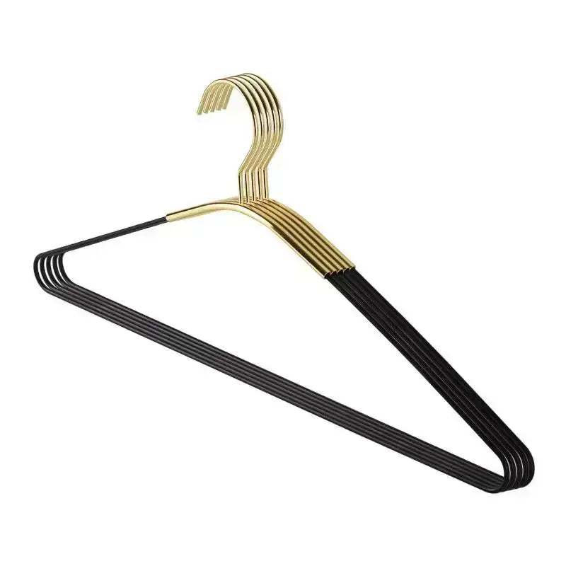 5 pcs Black Gold Metal Clothes Coat Hanger │ Modern Minimal Style Wardrobe Organizer Storage Rack - Besontique Home