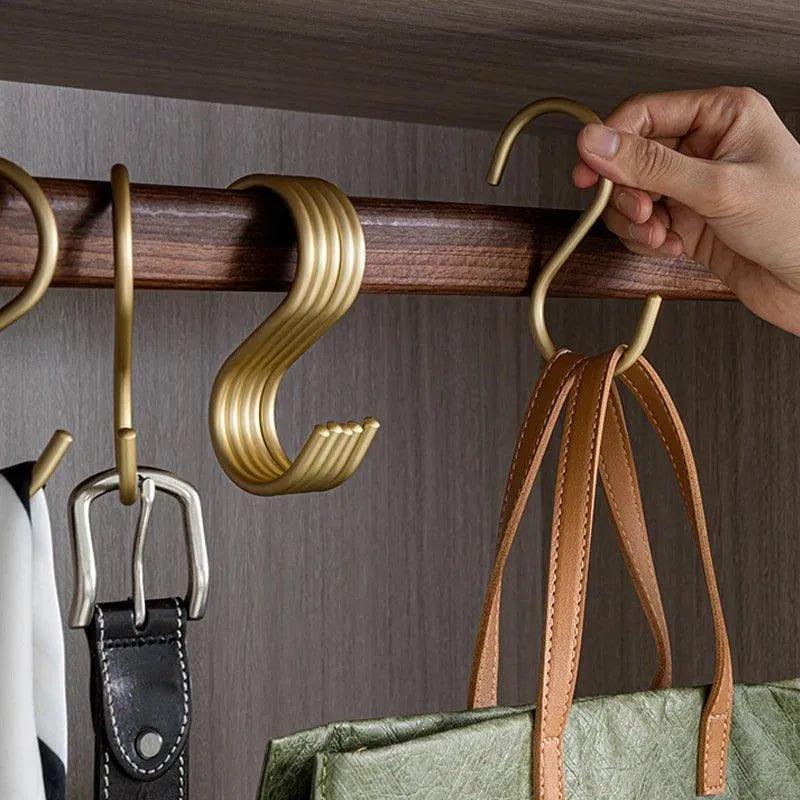 5 pcs Matte Gold/Silver Small S Shape Hook Holders │ Modern Practical Clothes Hanger - Besontique Home