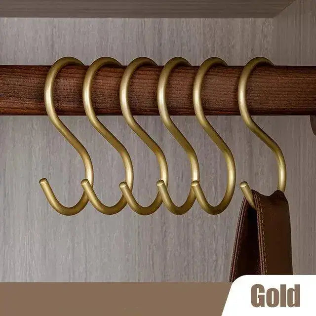 5-pcs-matte-goldsilver-small-s-shape-hook-holders-modern-practical-clothes-hanger-besontique-home-68546 - Besontique Home