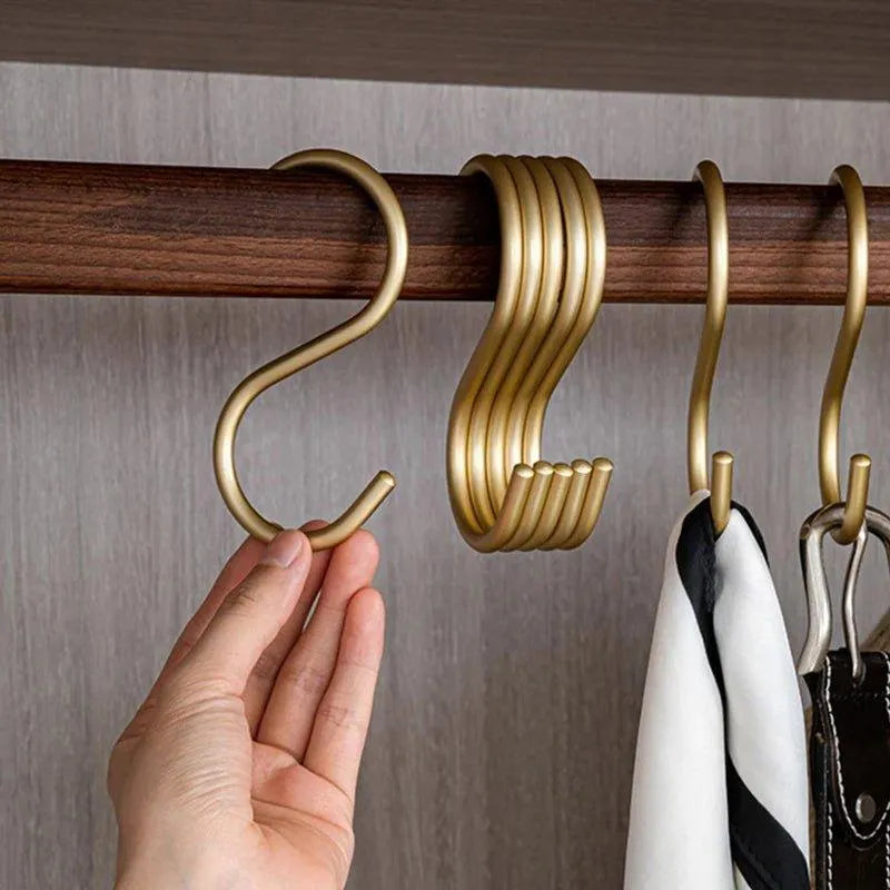 5 pcs Matte Gold/Silver Small S Shape Hook Holders │ Modern Practical Clothes Hanger - Besontique Home