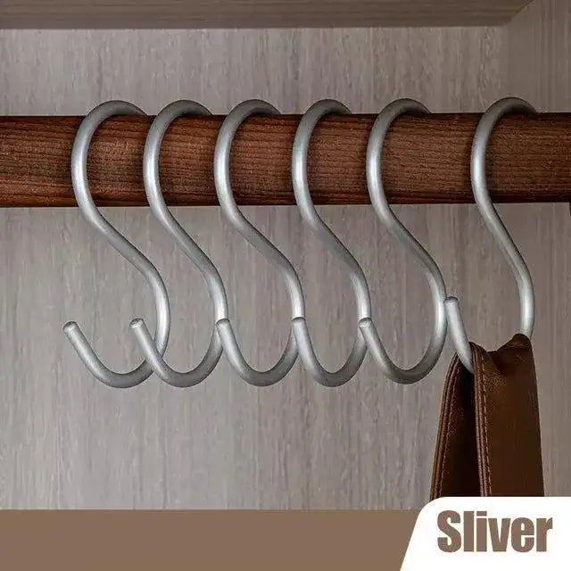 5-pcs-matte-goldsilver-small-s-shape-hook-holders-modern-practical-clothes-hanger-besontique-home-87680 - Besontique Home